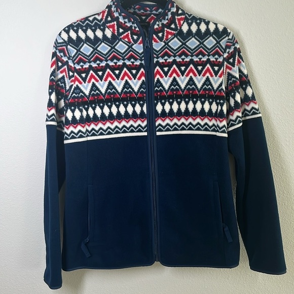 Talbots Fair Isle Fleece Jacket Size Small - Zip Up, Excellent Condition - Picture 3 of 9